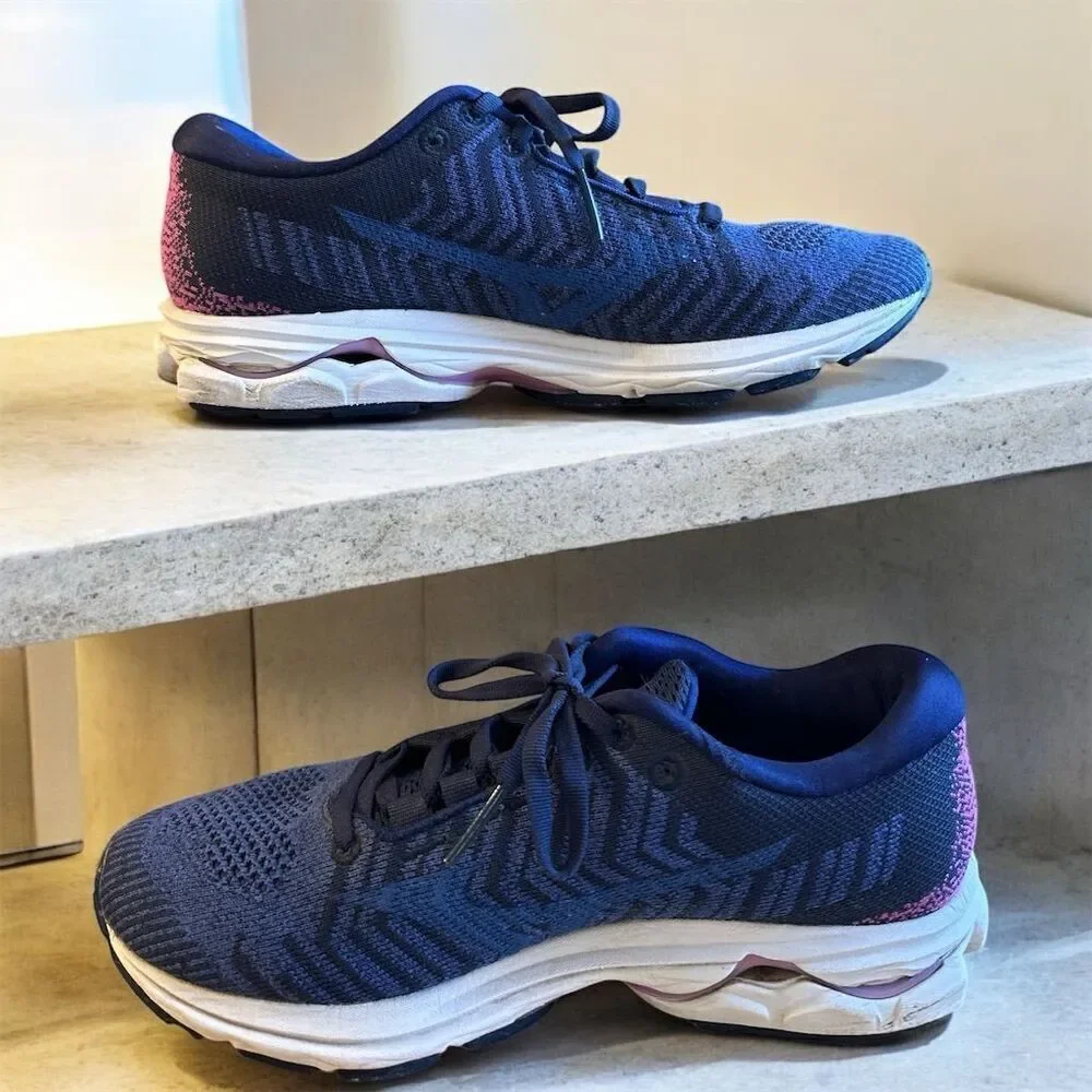 Mizuno Wave Rider Waveknit Navy Blue Women's Athletic Shoes